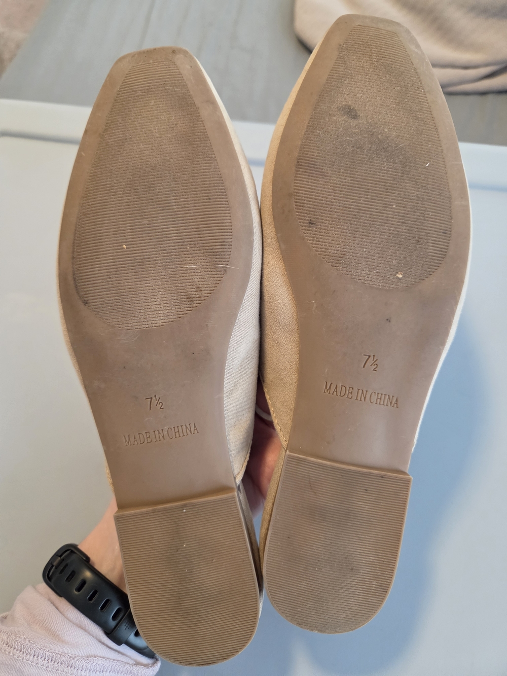 Madden Girl Beige Suede Chain-Accent Women's Mules - Picture 3 of 3